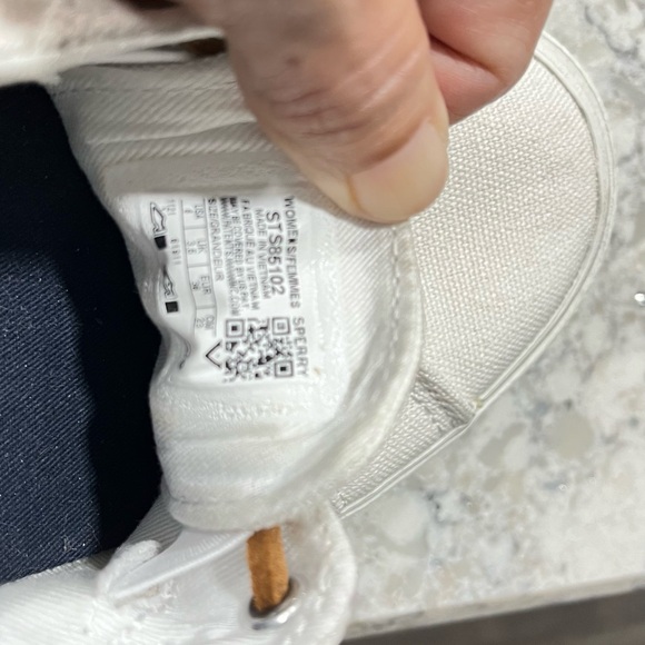 Sperry White Canvas Flats with Brown Laces - Picture 5 of 6